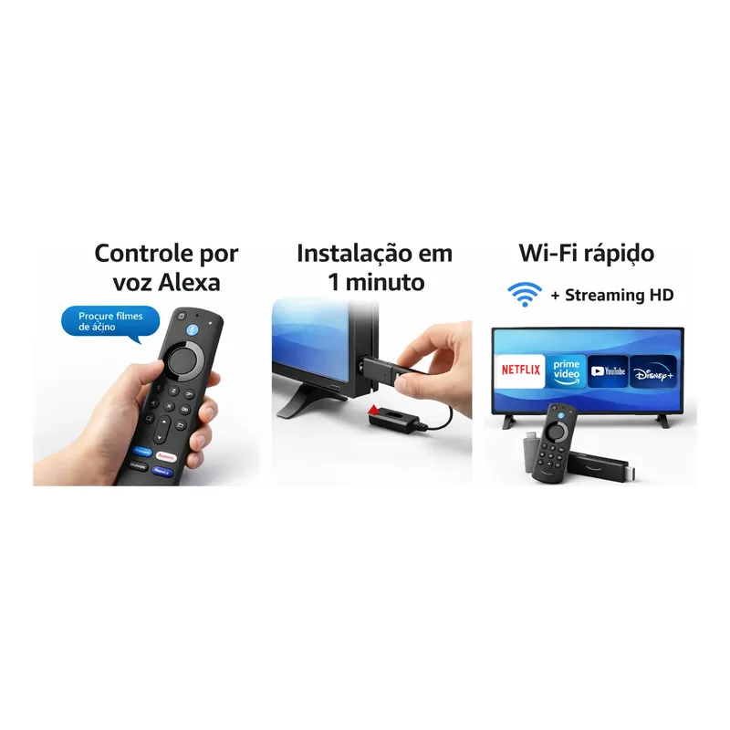 Amazon Fire Tv Stick 4a Gen Preto 8gb 1gb Ram Controle Voz Preto De Voz
