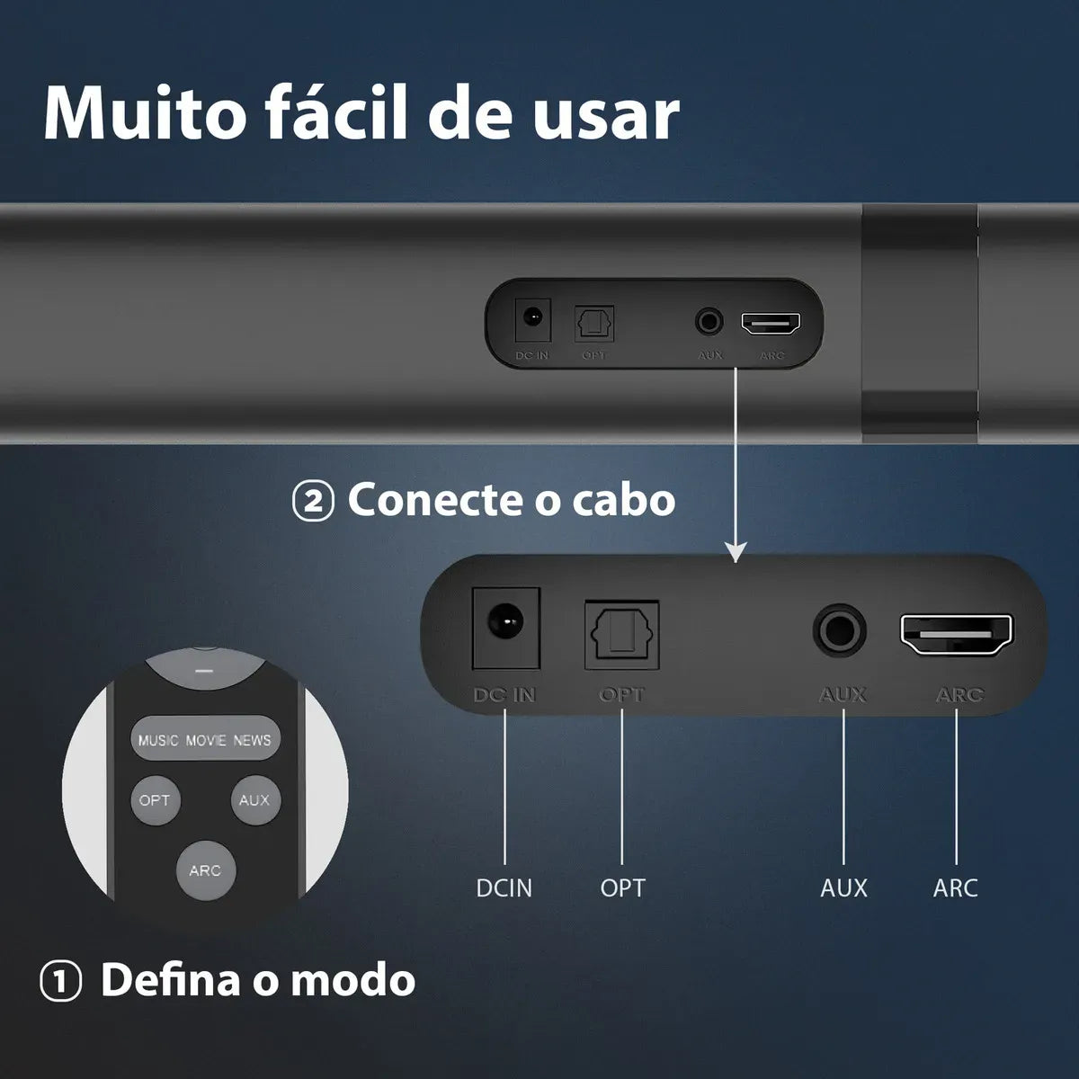 Sound Bar Assistrust KY-8000 60W Bluetooth 5.0 HDMI AUX Con Controle Remoto