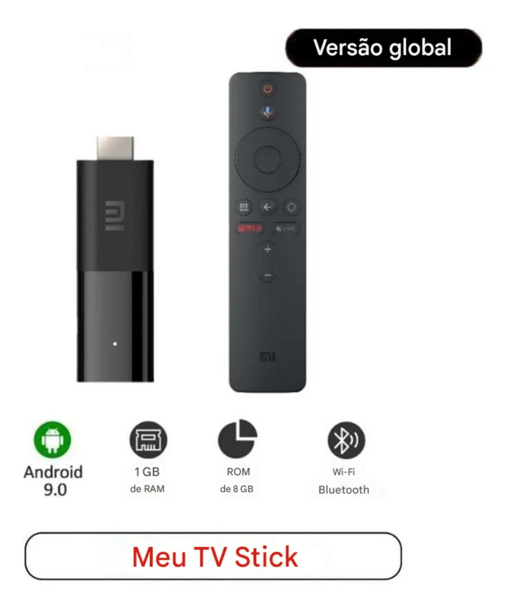 Xiaomi Mi Tv Stick Full Hd 8gb Controle Por Voz De Televisão Preto De Voz