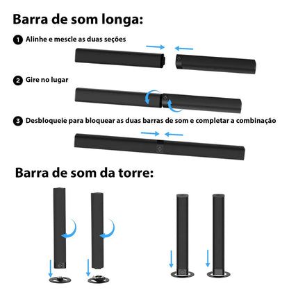 Sound Bar Assistrust KY-8000 60W Bluetooth 5.0 HDMI AUX Con Controle Remoto