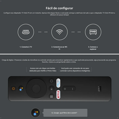 Xiaomi Mi Tv Stick Full Hd 8gb Controle Por Voz De Televisão Preto De Voz