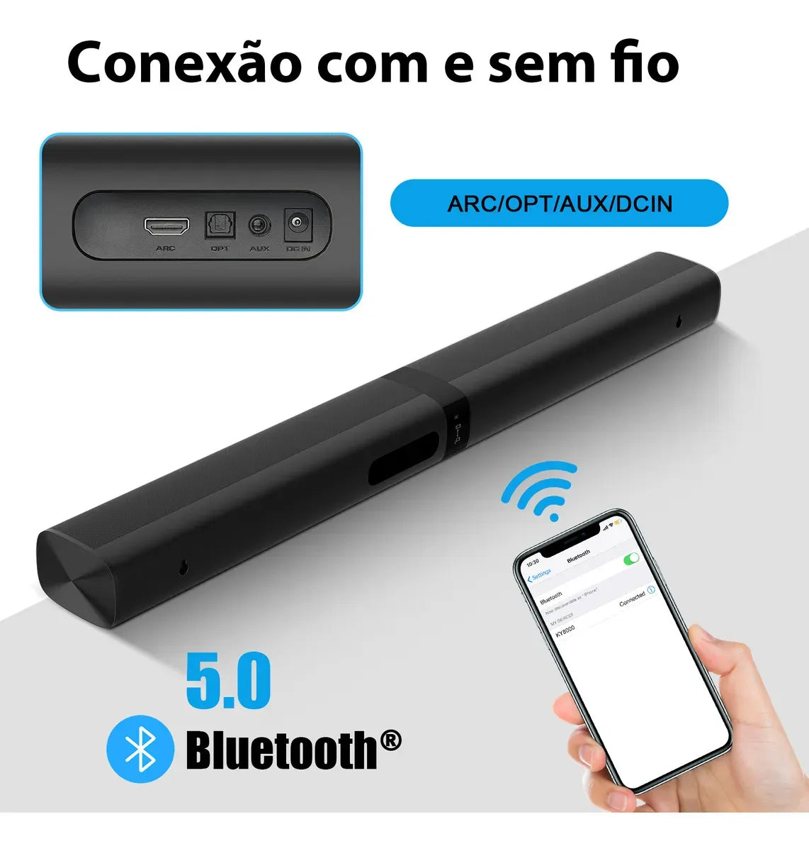 Sound Bar Assistrust KY-8000 60W Bluetooth 5.0 HDMI AUX Con Controle Remoto
